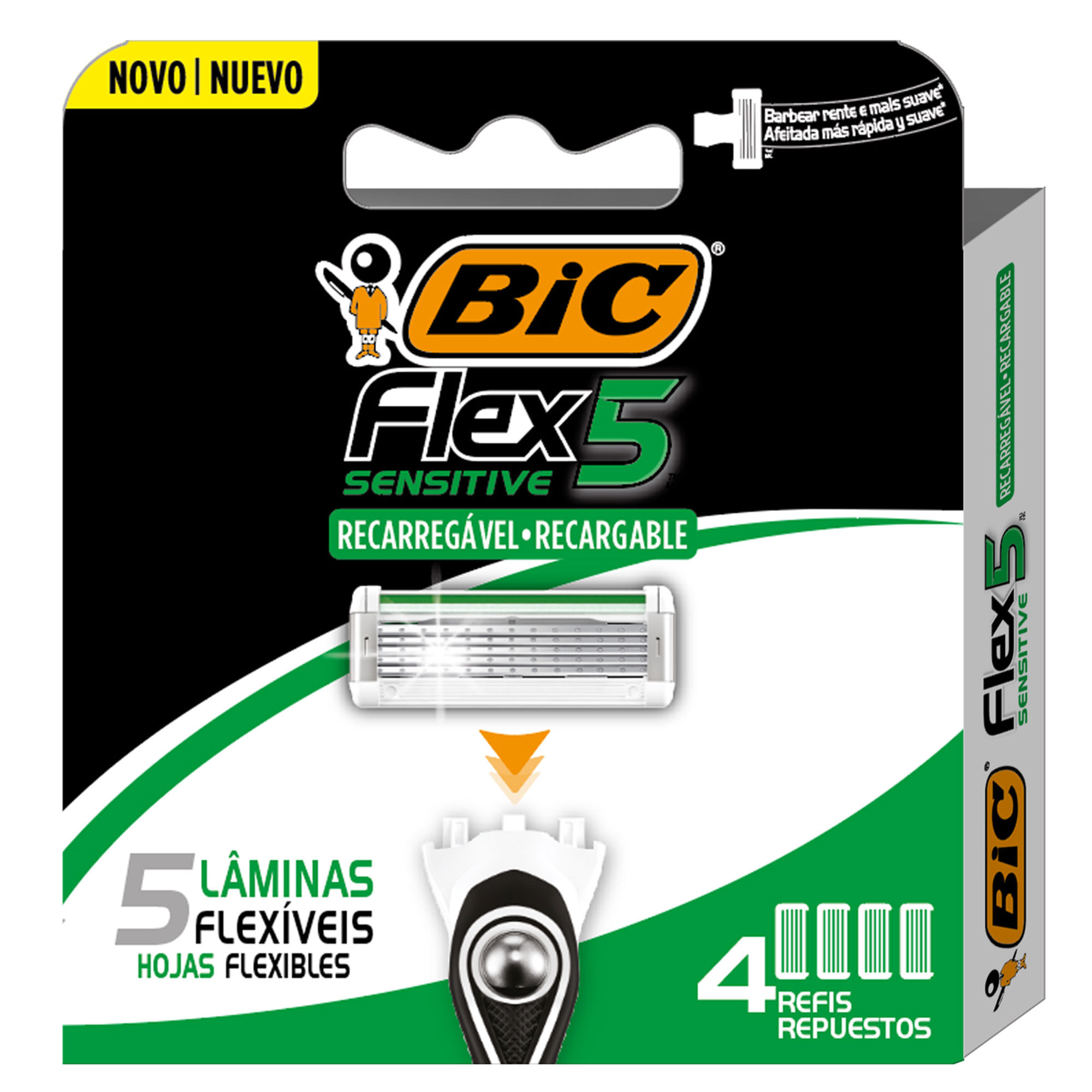 Repuesto De Máquina De Afeitar Bic Flex 5 Sensitive 4 U
