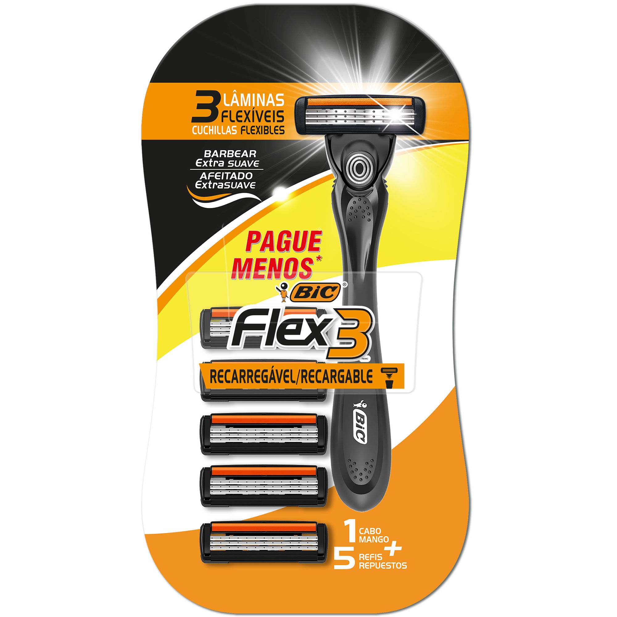 Máquina De Afeitar Bic Flex 3 1 U Y Repuestos 5 U