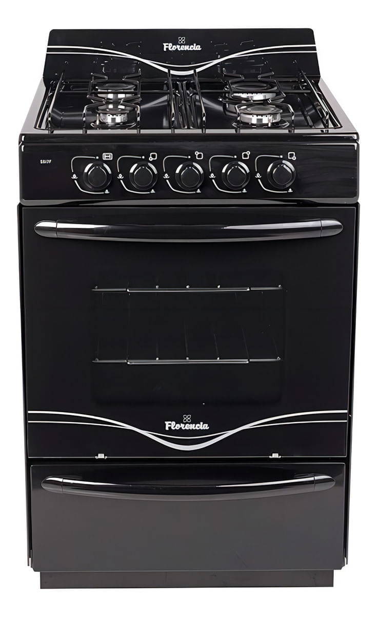 Cocina Florencia 5517f Multigas 4 Hornallas Puerta Con Visor Negro