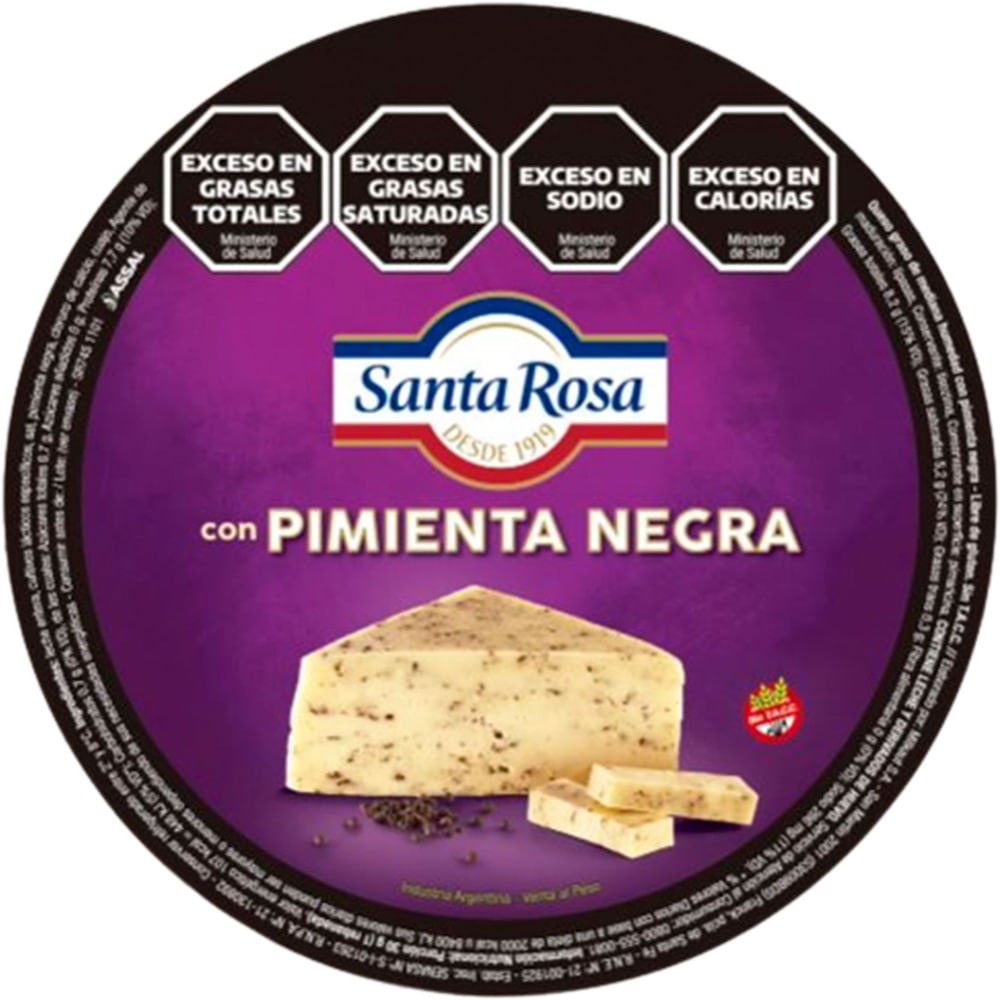 Queso con pimienta negra Santa Rosa horma x kg.