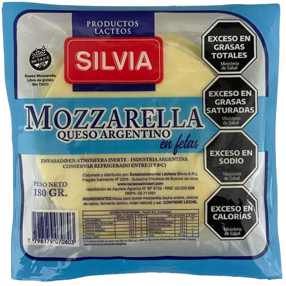Queso Mozzarella Silvia Feteado 180 G
