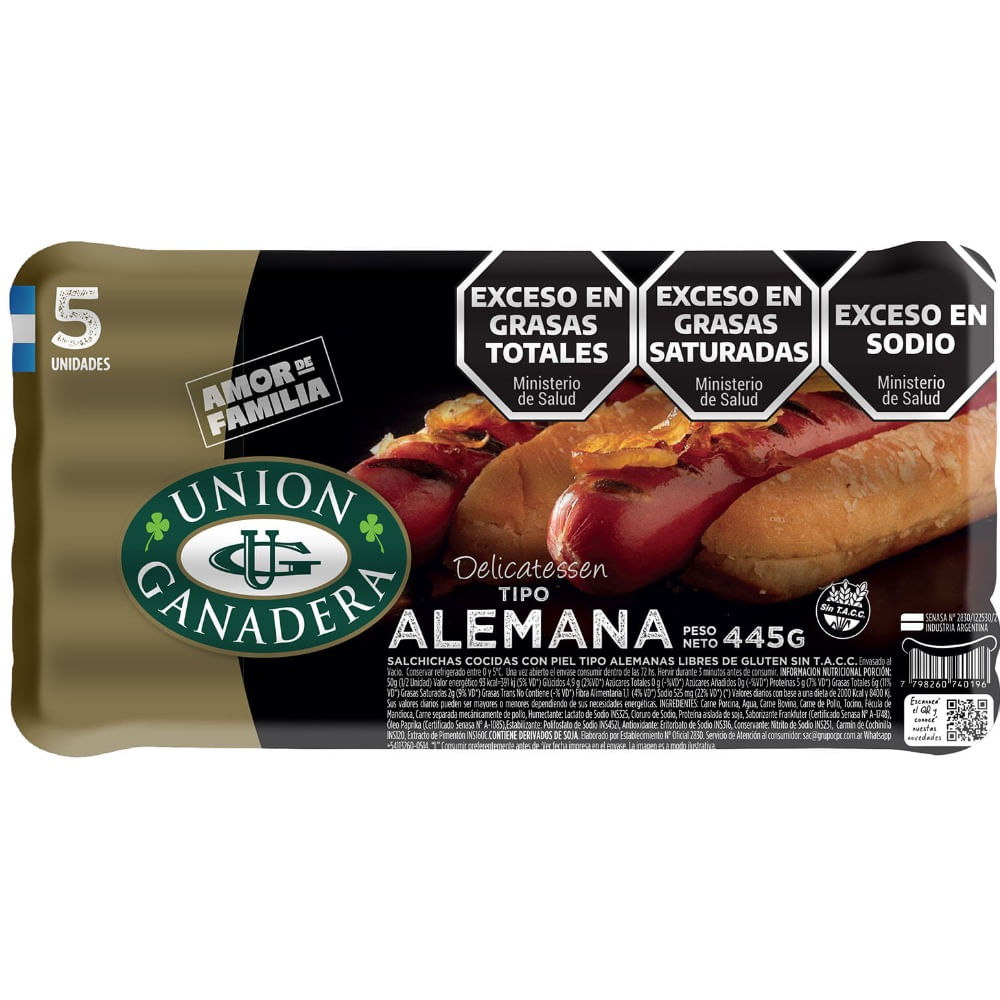 Salchicha alemana larga Unión Ganadera 5 uni