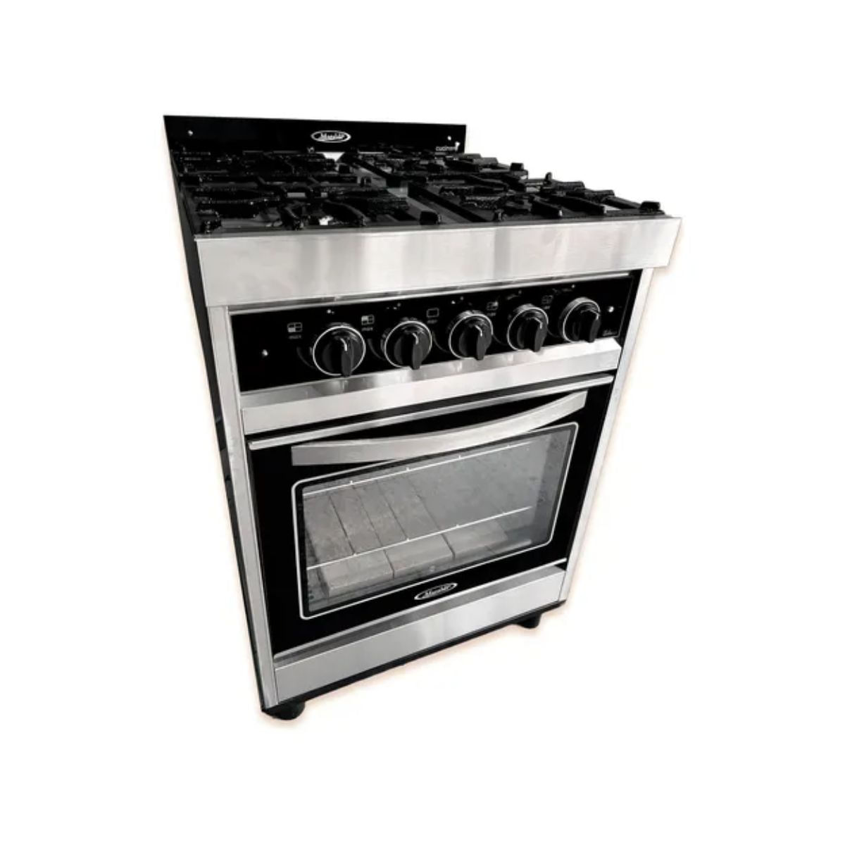 Cocina Maraldi Glass 60 Cm Multigas Acero Puerta Vidrio