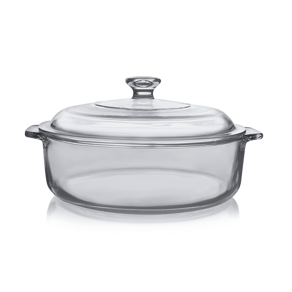 Cacerola Fuente Asadera Vidrio Templado Con Tapa 1.9L