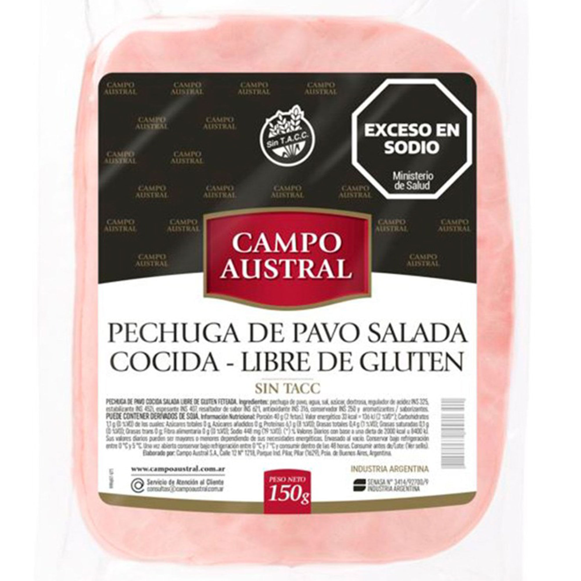 Pechuga de pavo fet Campo Austral 150 g.