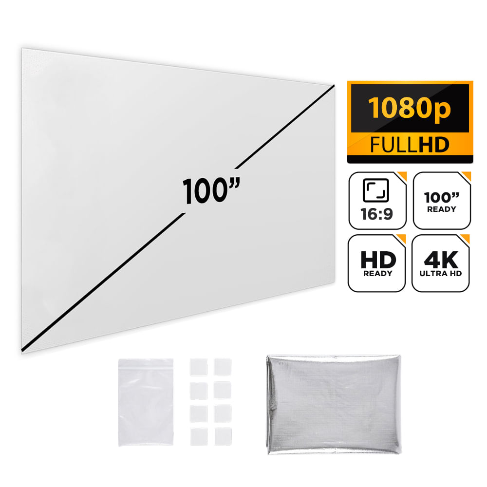 Pantalla Proyector Gadnic 100 Pulgadas Anti Luz Adhesiva Formato 169