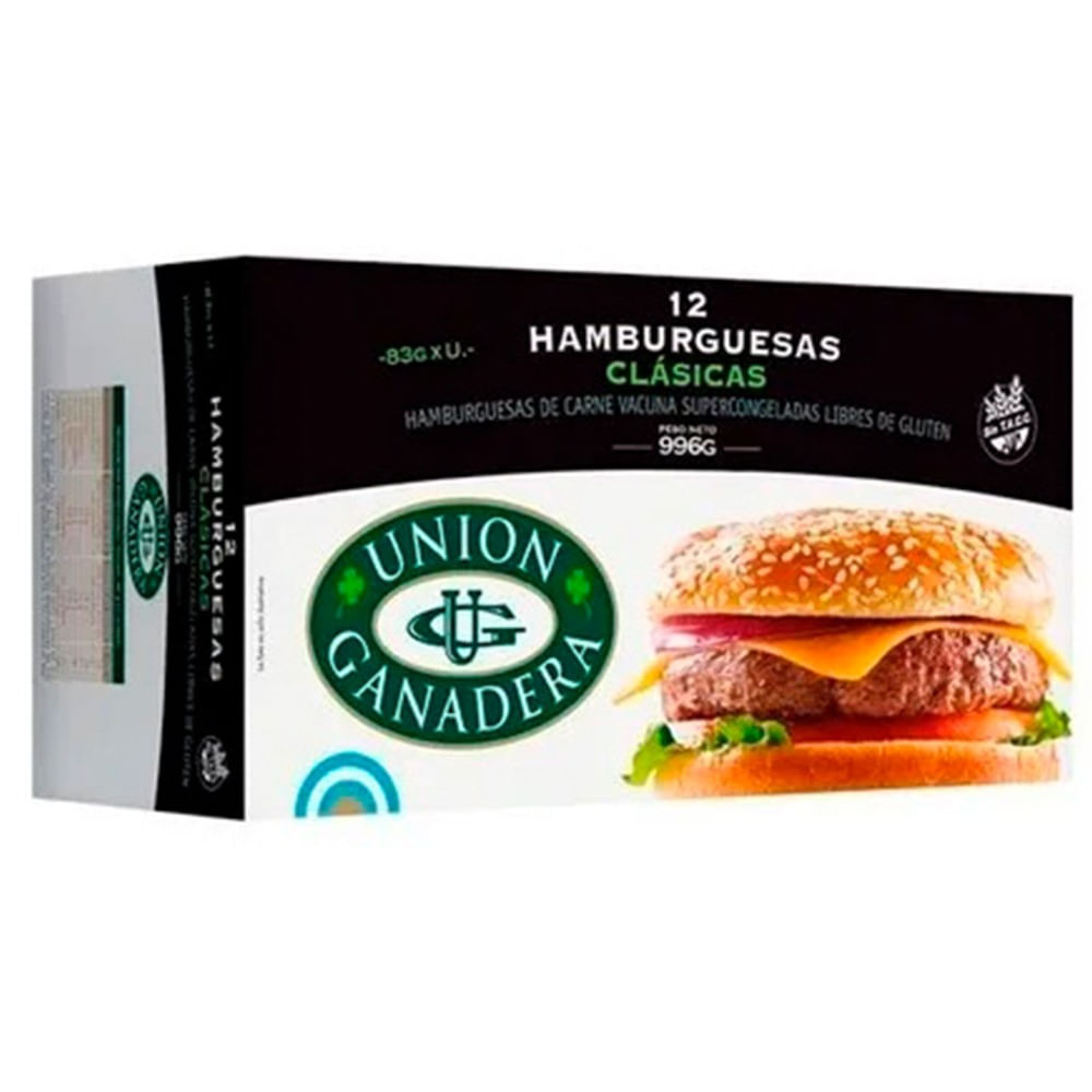 Hamburguesa de carne Unión Ganadera x 12 uni