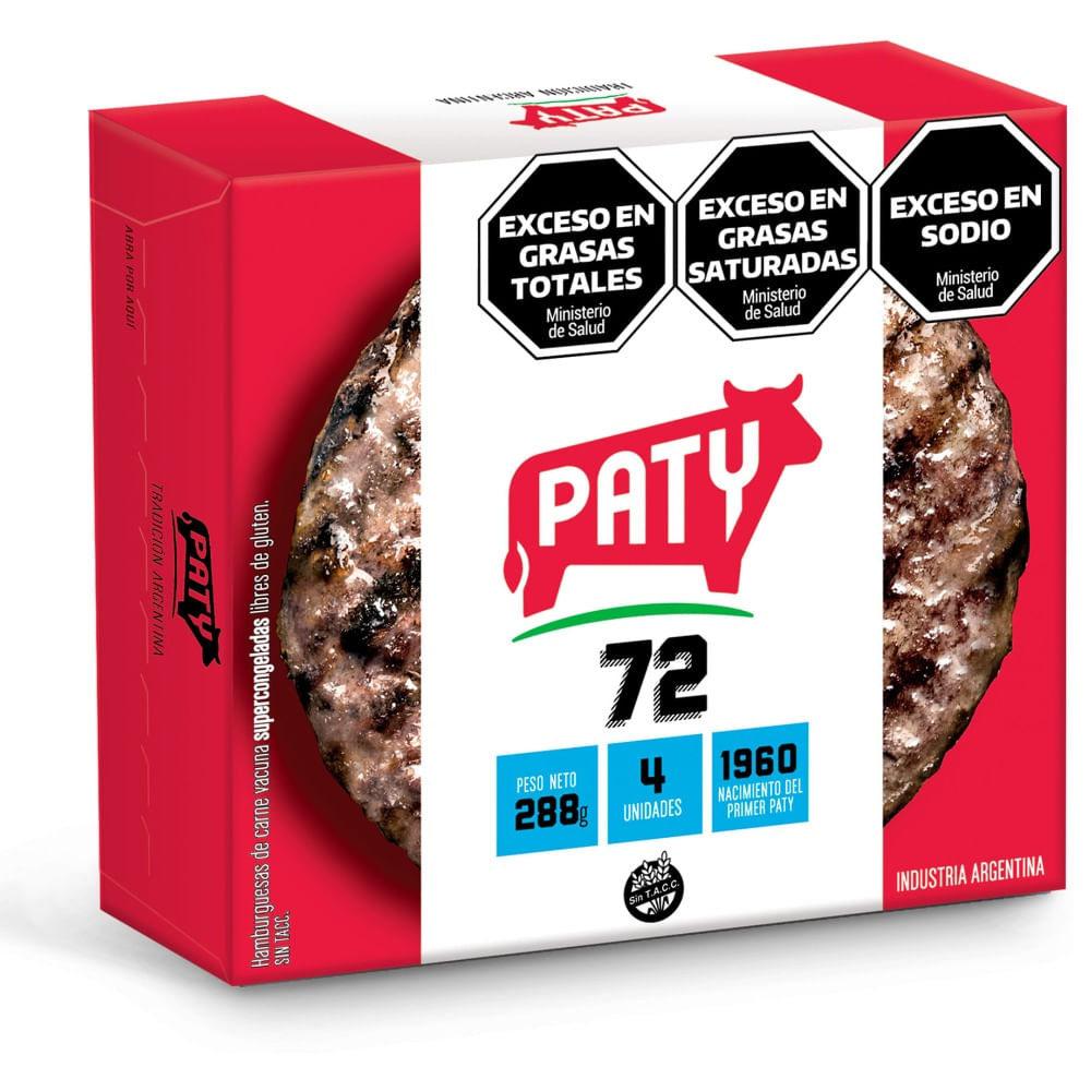 Hamburguesa Paty 72 g. caja x 4 uni