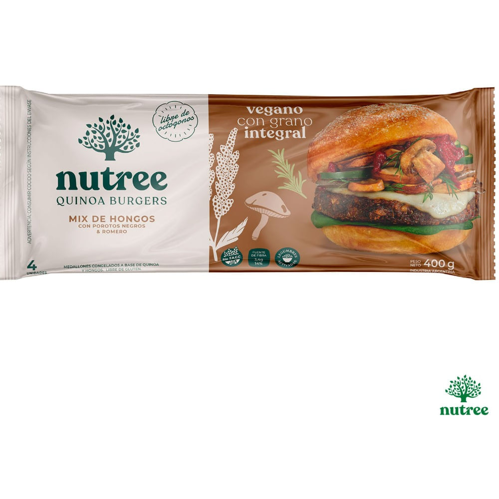 Medallones de quinoa nutree mix de hongos x 4 uni