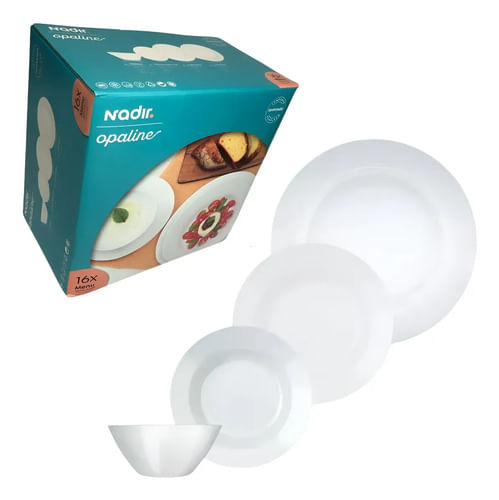 Set De Vajilla De 16 Piezas Nadir Opaline Blanco Liso