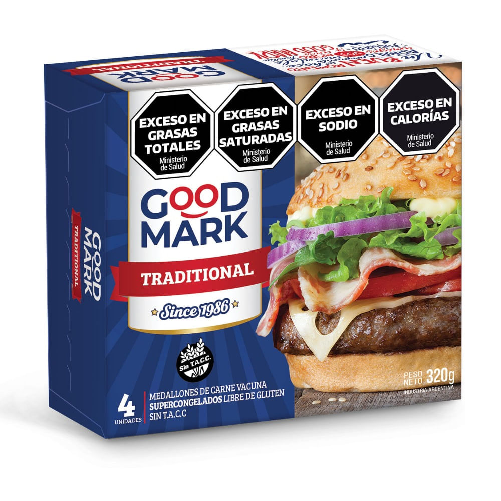 Medallón de carne sin tacc Good Mark en caja 4 uni