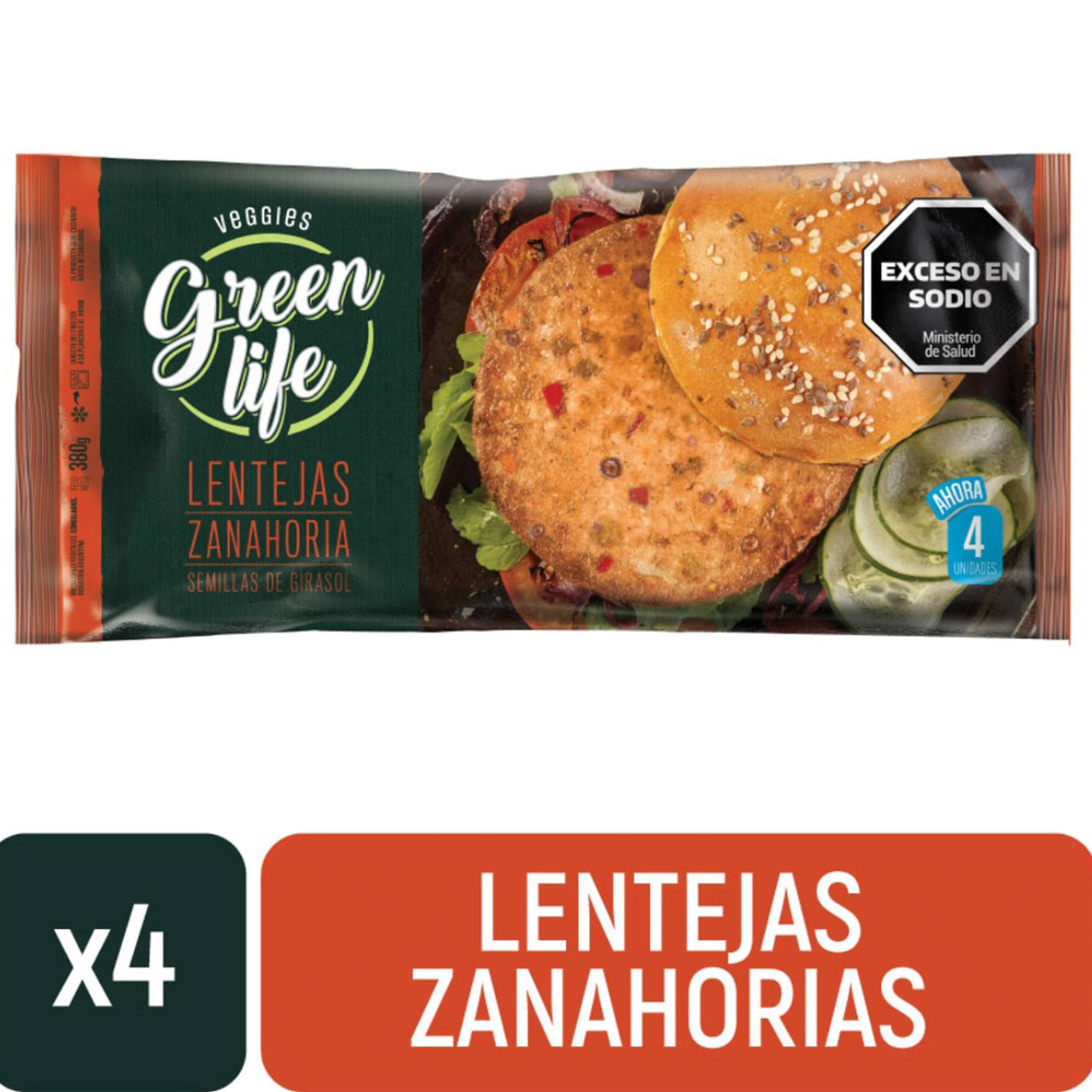 Medallón veggies Green Life de lenteja y zanahoria 380 g.