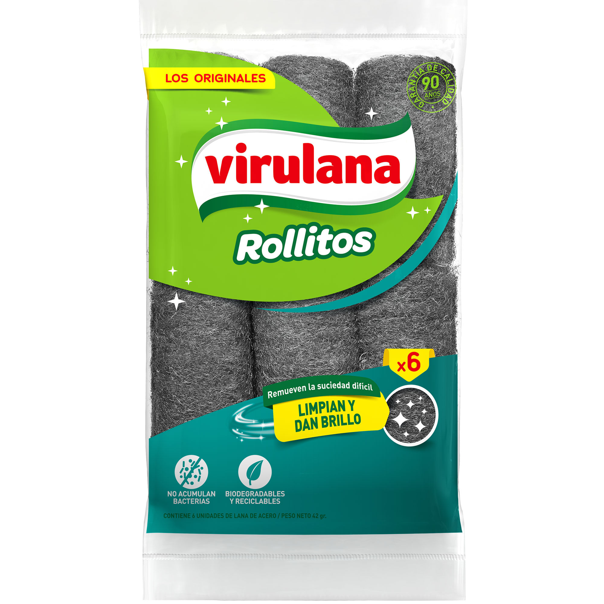 Esponja Vajilla Rollo Acero Virulana 6 U