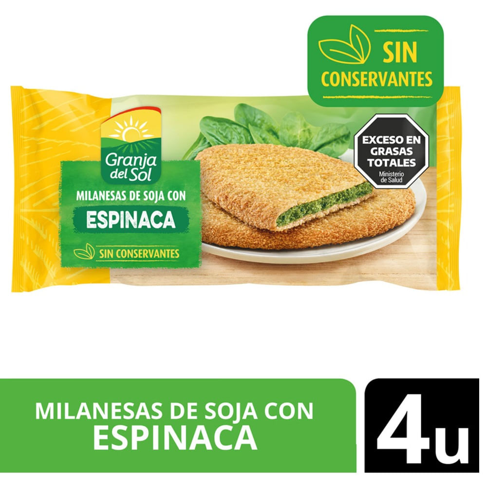 Milanesas De Soja Granja De Sol Con Espinaca 4u