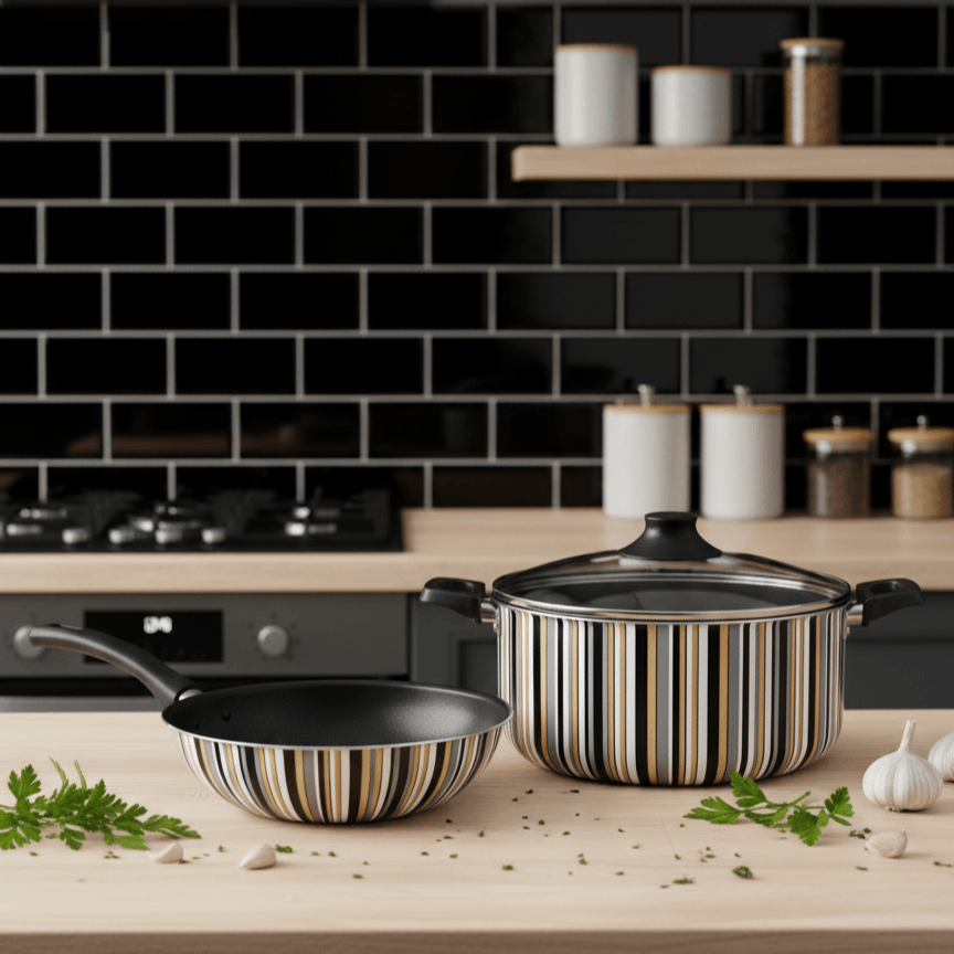 Batería Antiadherente Cacerola Olla Wok Aston Tutti Black