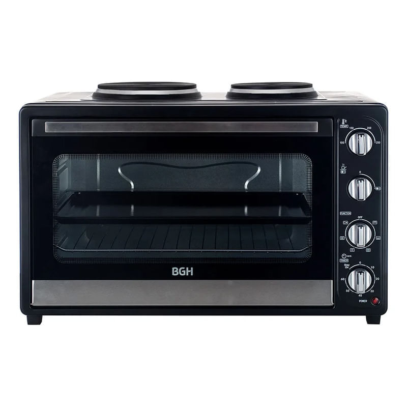 Horno Electrico Con Anafe Bgh Bhe64m20an Mecanico 64l 3200w Negro