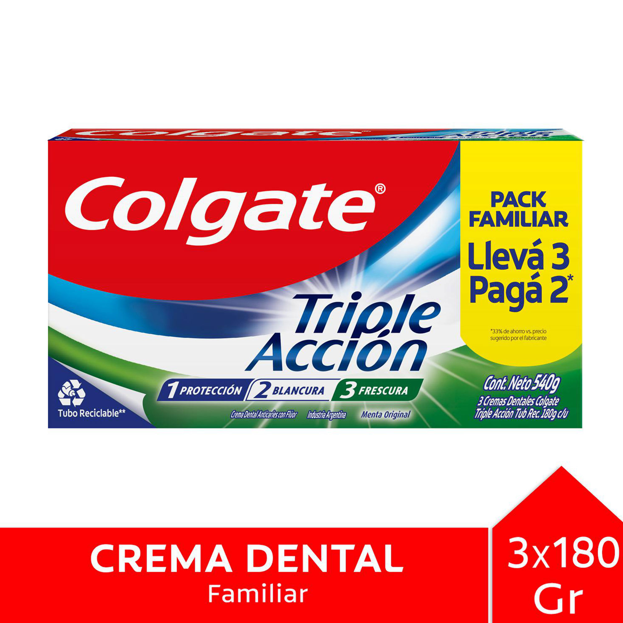 Pasta Dental Colgate Triple Acción 3 U 540 G
