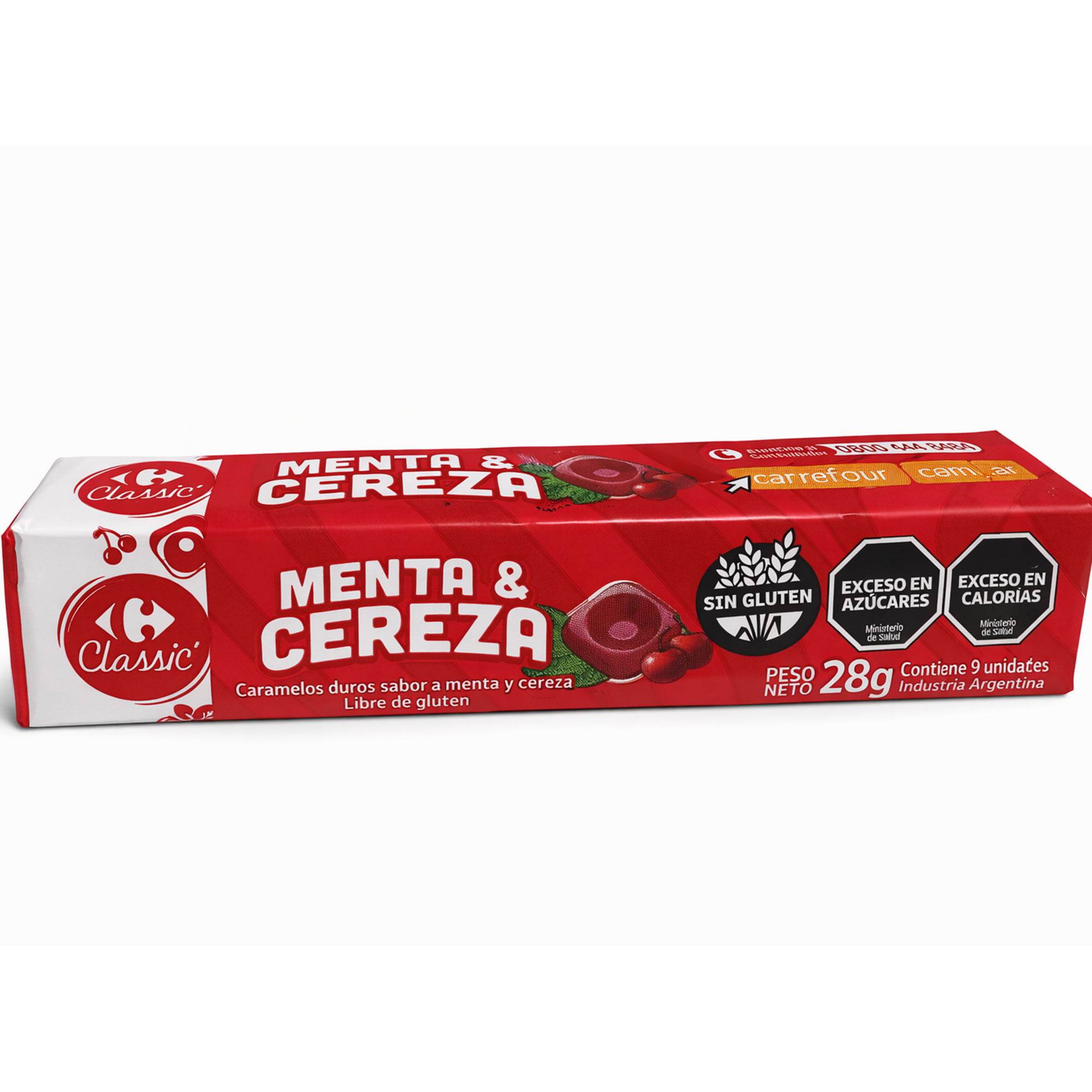 Pastillas cherry menta Carrefour Classic 28 grs