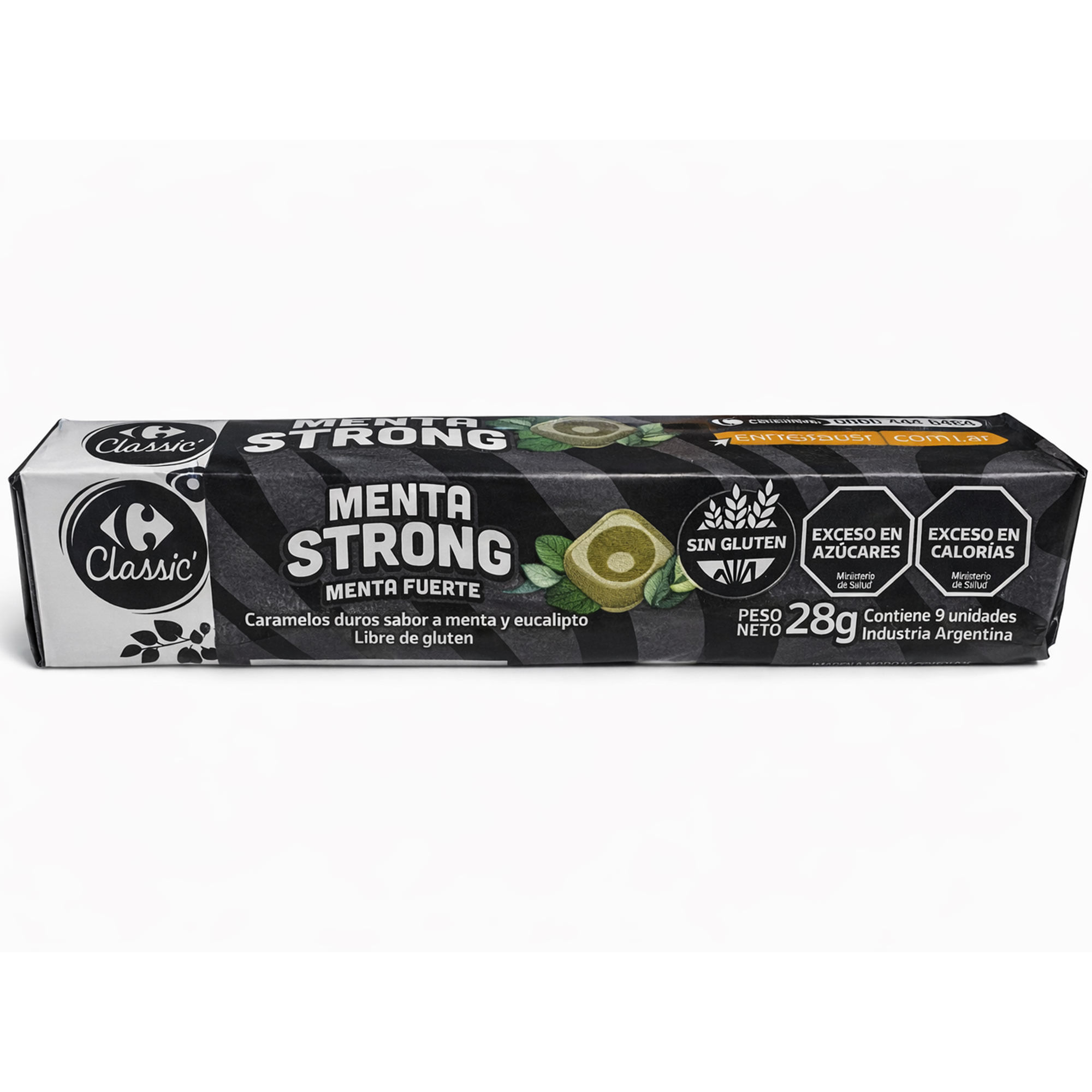 Pastillas menta strong Carrefour Classic 28 grs