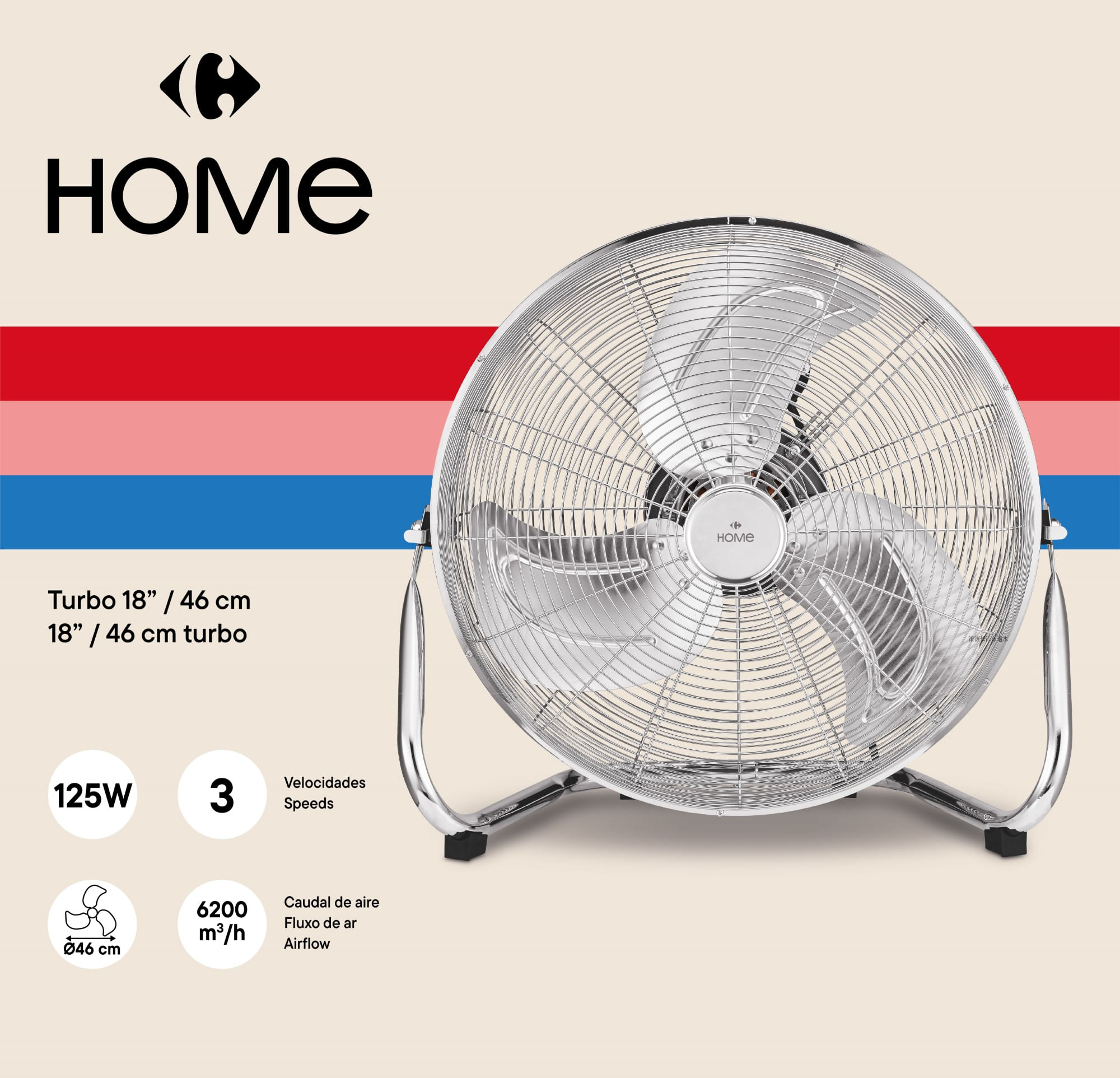 Ventilador turbo 18" Carrefour Home 125w hhv18 25l