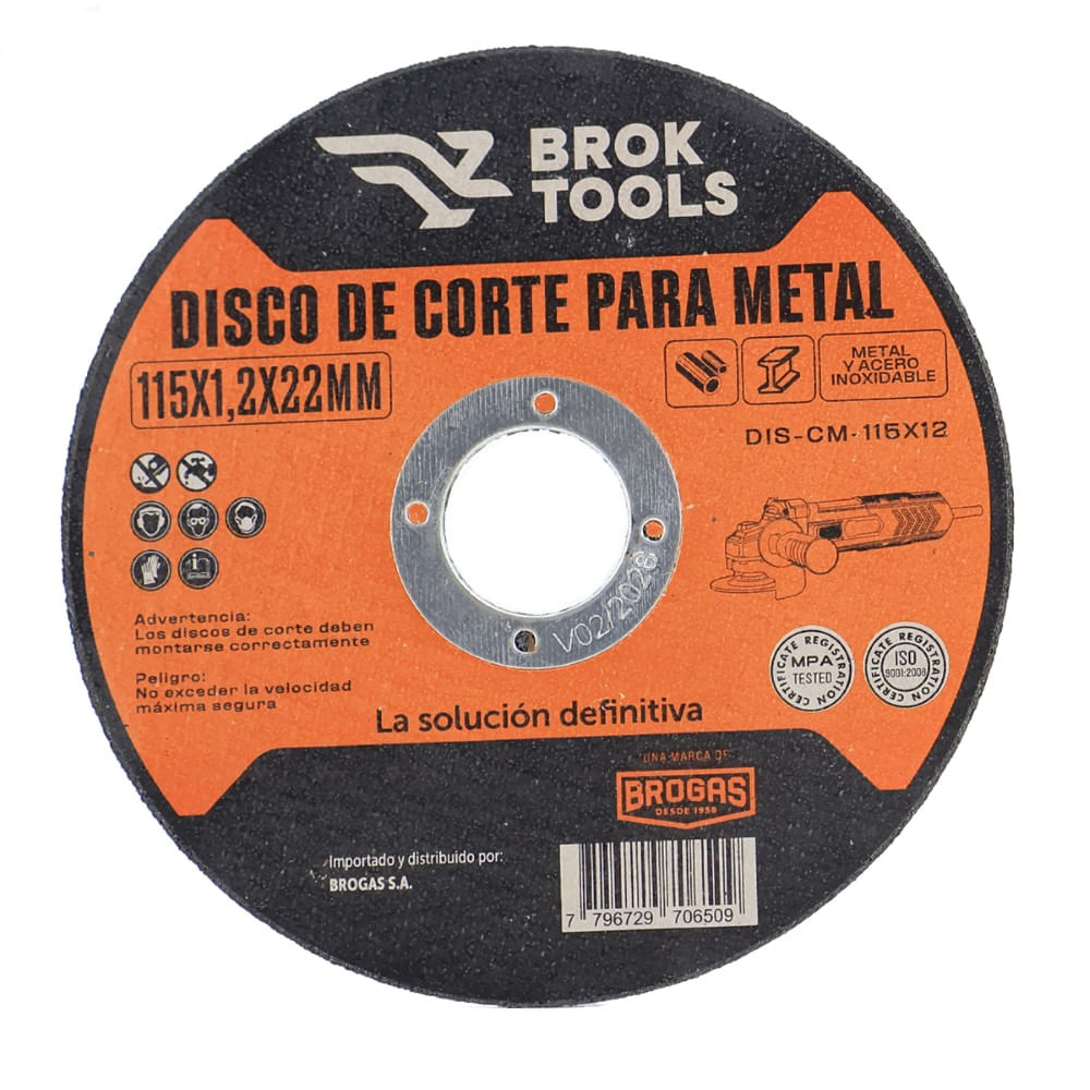 Caja x50 Discos De Corte Broktools Acero+Inox 115x1.2 mm