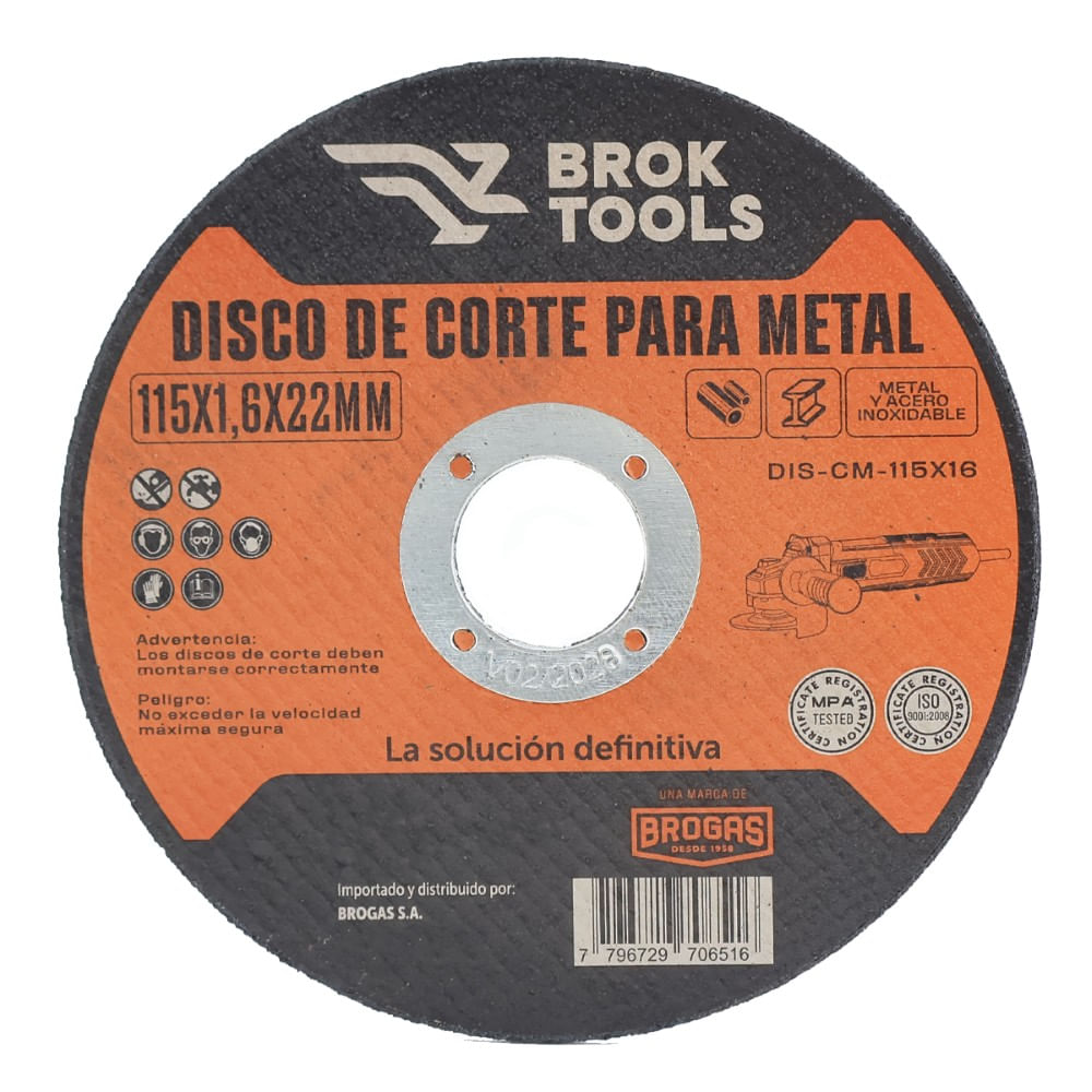 Caja x50 Discos De Corte Broktools Acero+Inox 115x1.6 mm