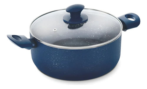 Olla 24 Cm Con Tapa Granito Ilko Navy Antiadherente Azul