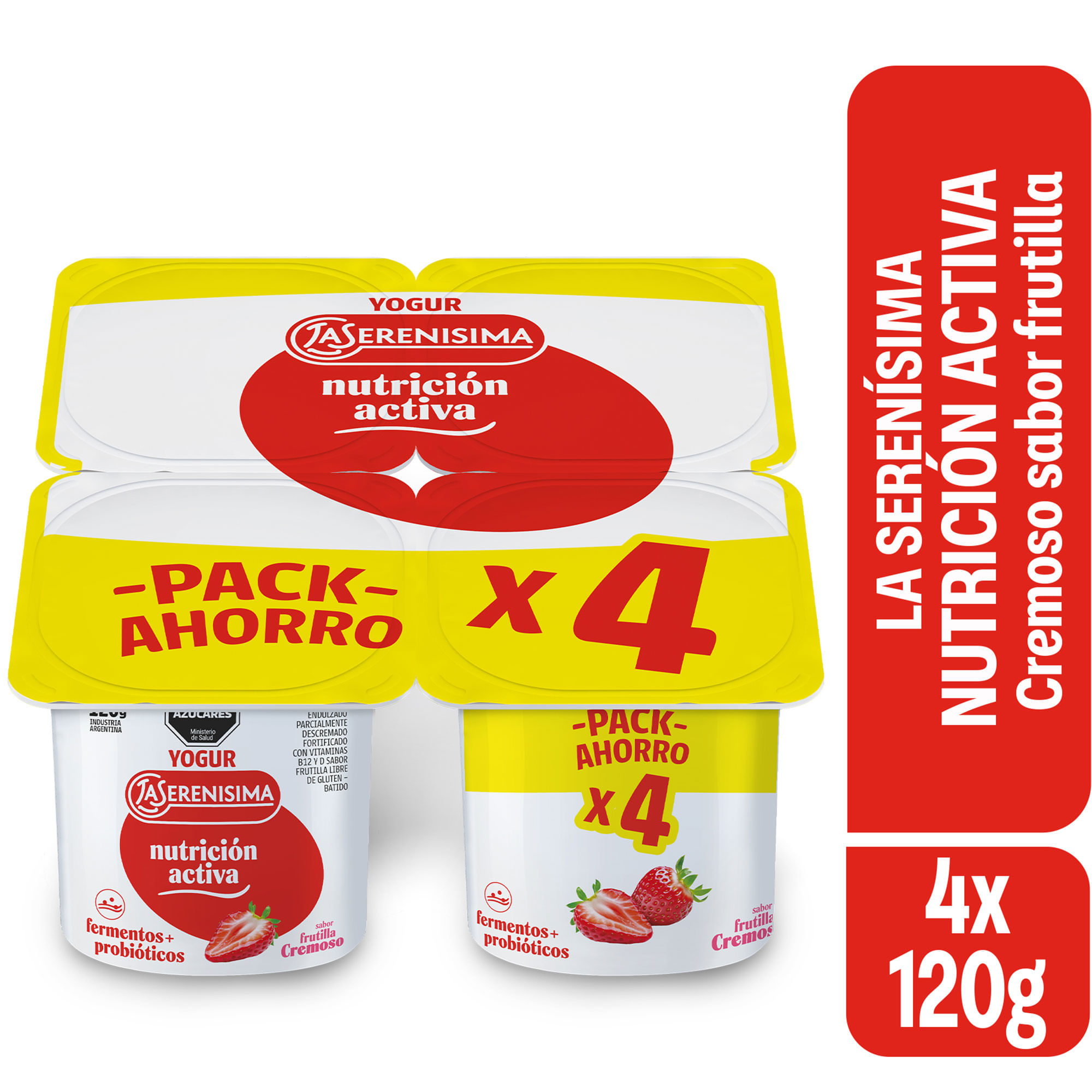 Yogur Cremoso Entero La Serenísima Nutrición Activa Frutilla 4 U 480 G