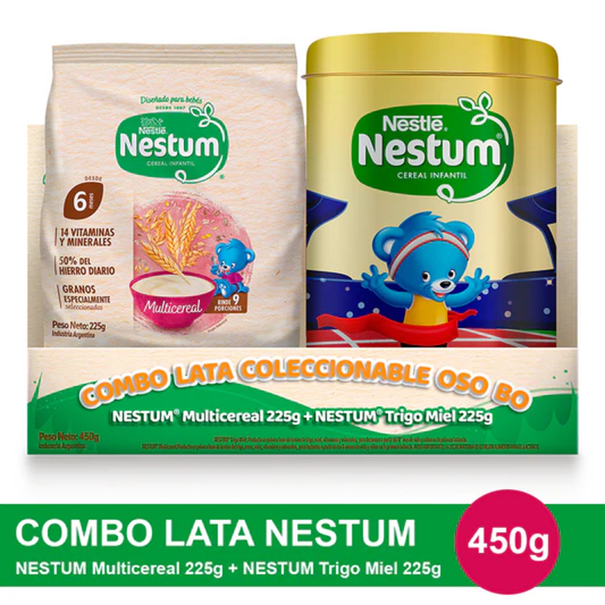 Combo Nestum Lata Coleccionable + Multicereal + Trigo Miel 450 grs