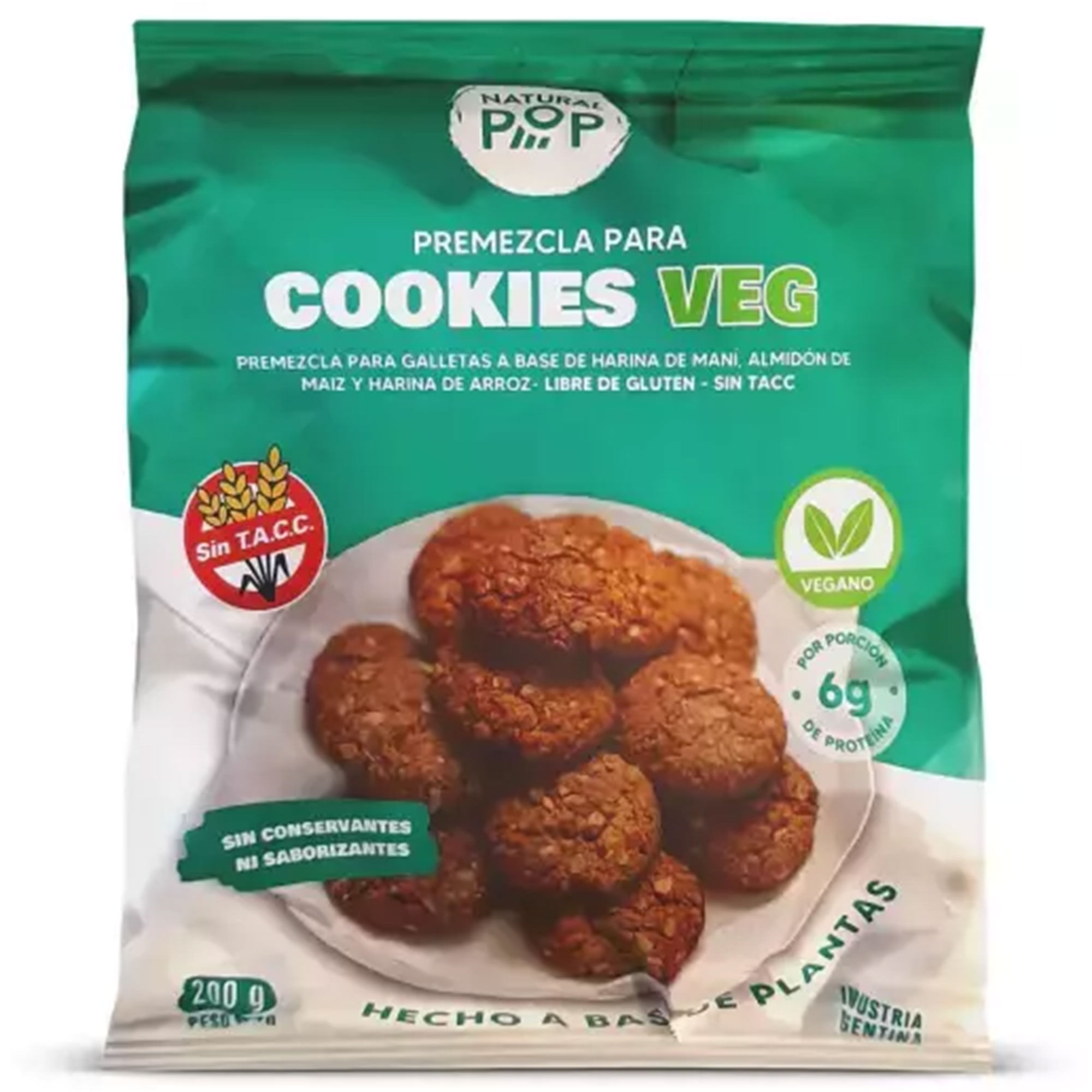 Premezcla sin tacc Natural Pop cookies veg natural 200 g.