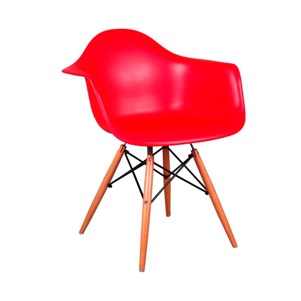 Silla Eames c/ Posabrazos-Patas de Madera -Roja (SIL-142)
