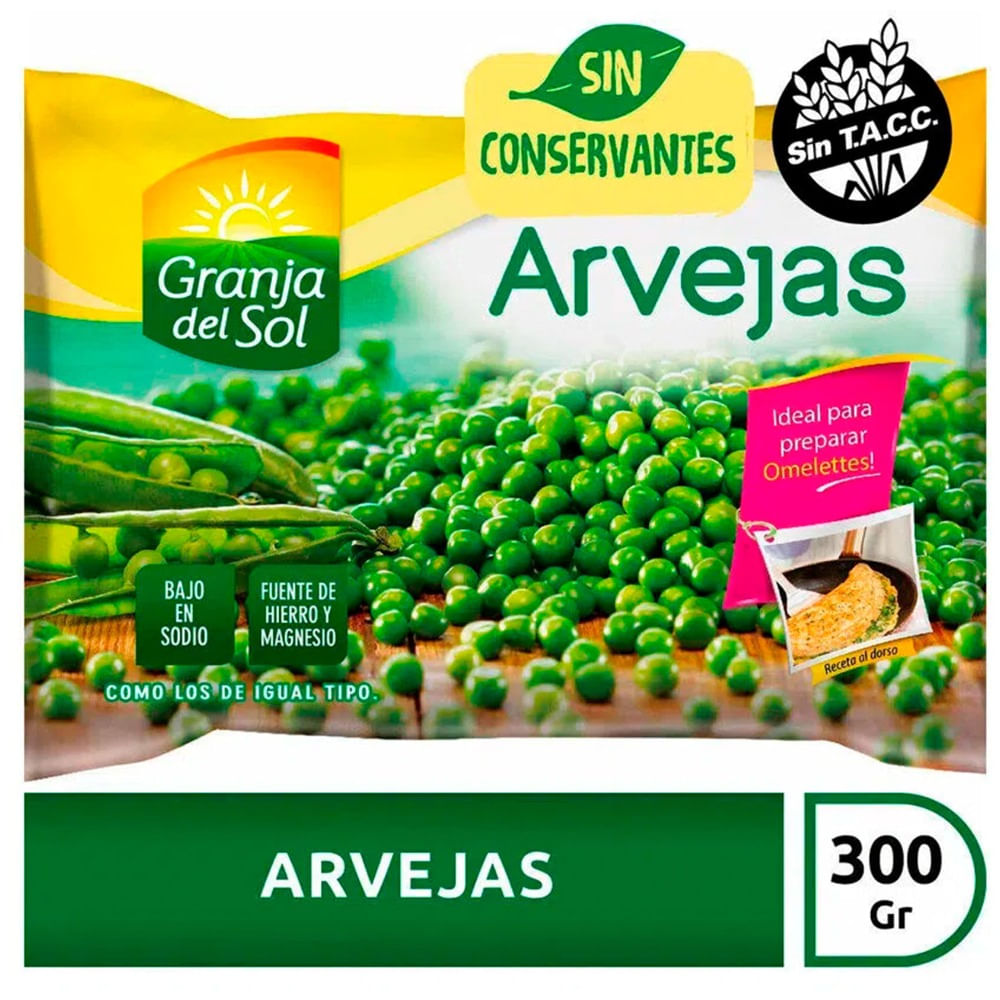 Arvejas congeladas Granja del sol 300 g.