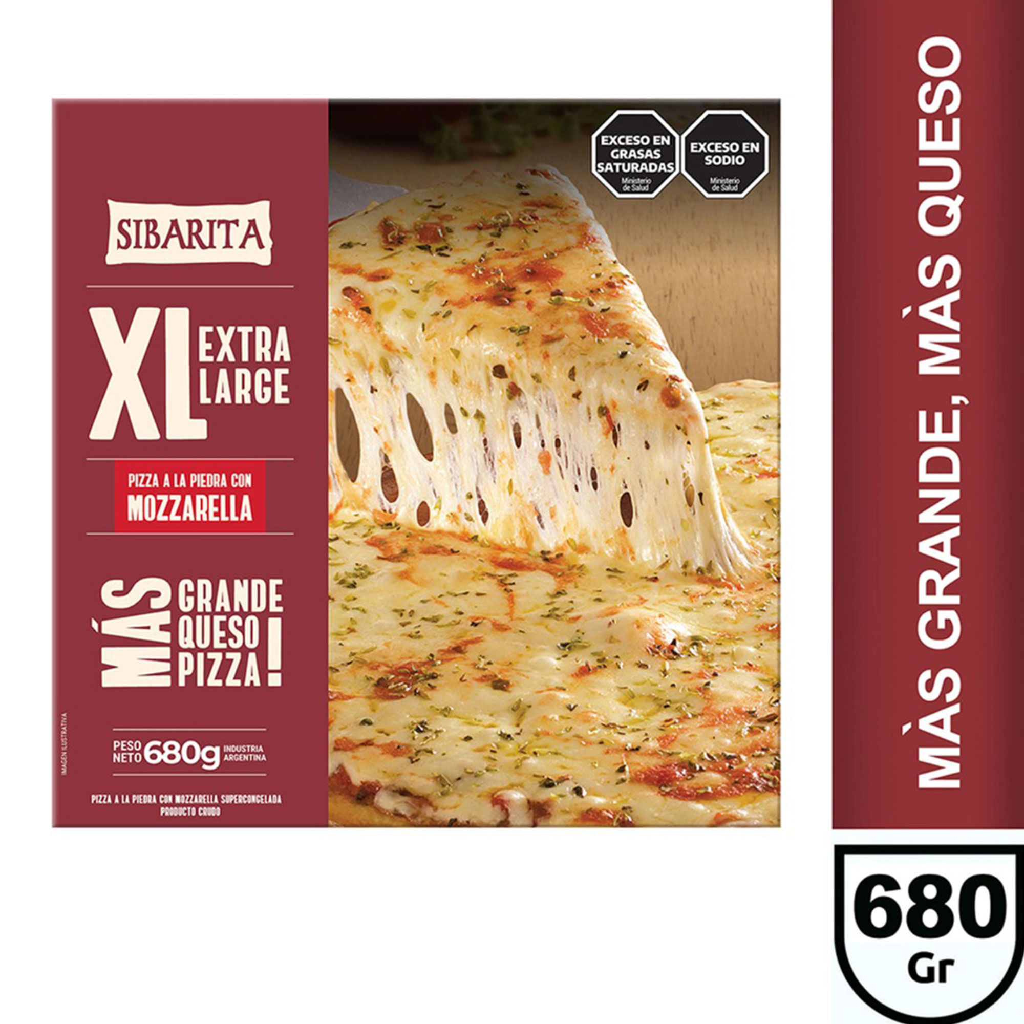 Pizza xl de muzzarella Sibarita en caja 680 grs
