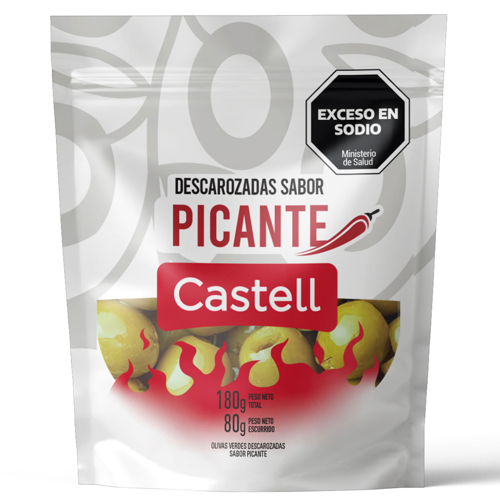 Aceitunas verdes descarozadas picante Castell 80 grs
