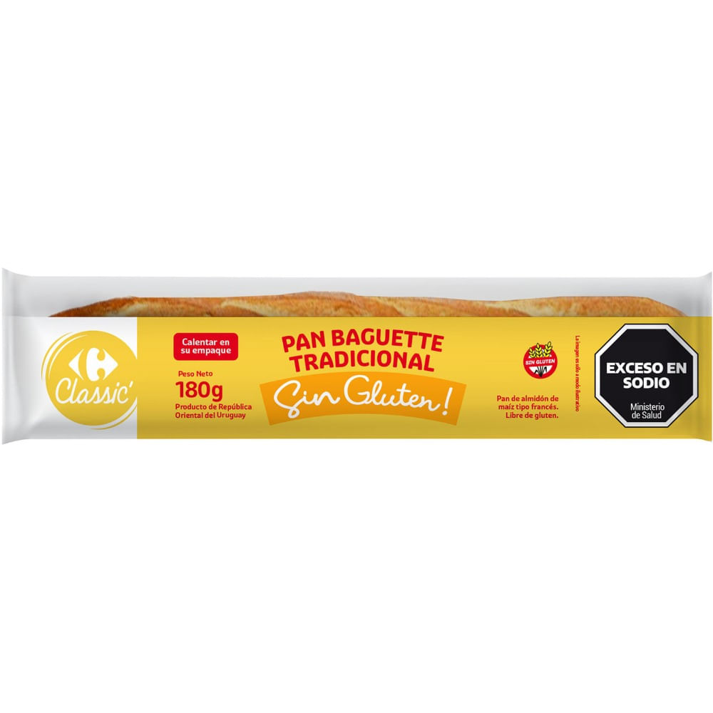 Baguette tradicional Carrefour Classic sin gluten 180 grs