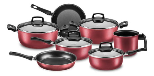 Batería De Cocina 7 Piezas Safira Mta Antiadherente Aluminio