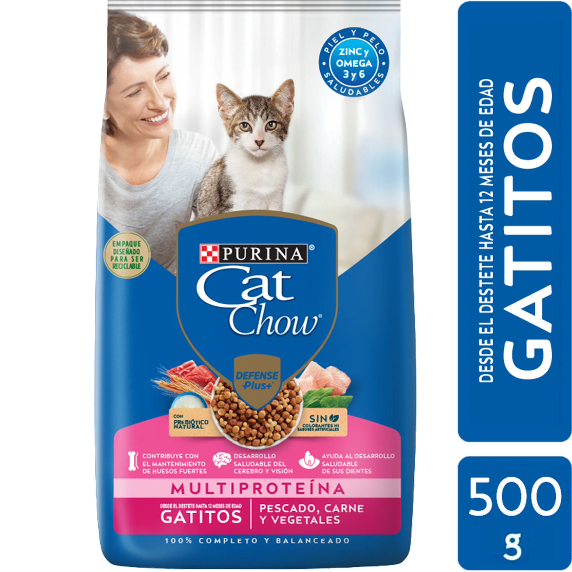Alimento Para Gatos Cat Chow Sabor Pescado, Carne Y Leche 500 G