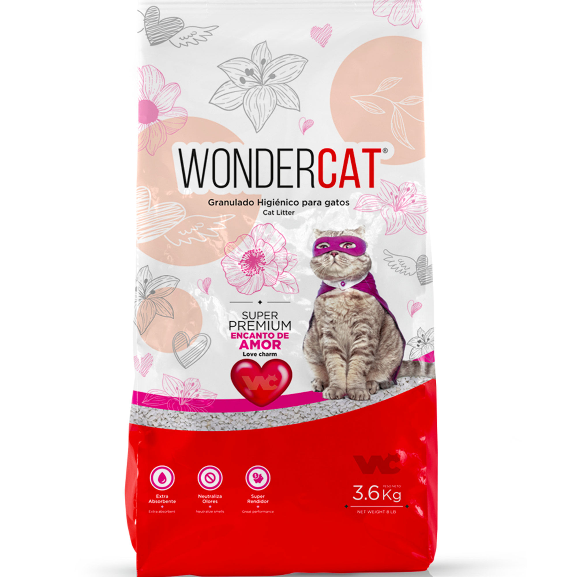 Piedras granuladas Wondercat super premium Encanto de Amor 3.5 kg
