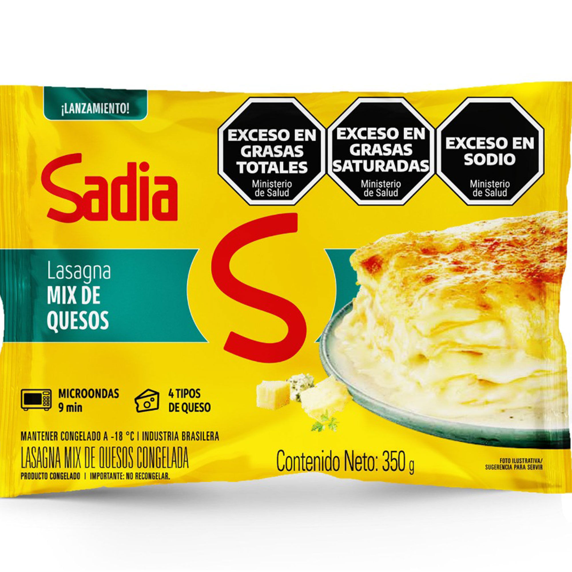 Lasagna congelada Sadia mix de quesos fp 350 grs