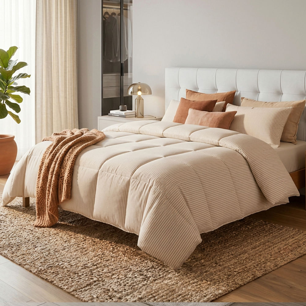 Acolchado Plumón Rieti By Gadnic Queen 4 Estaciones 230x240 Beige 300H