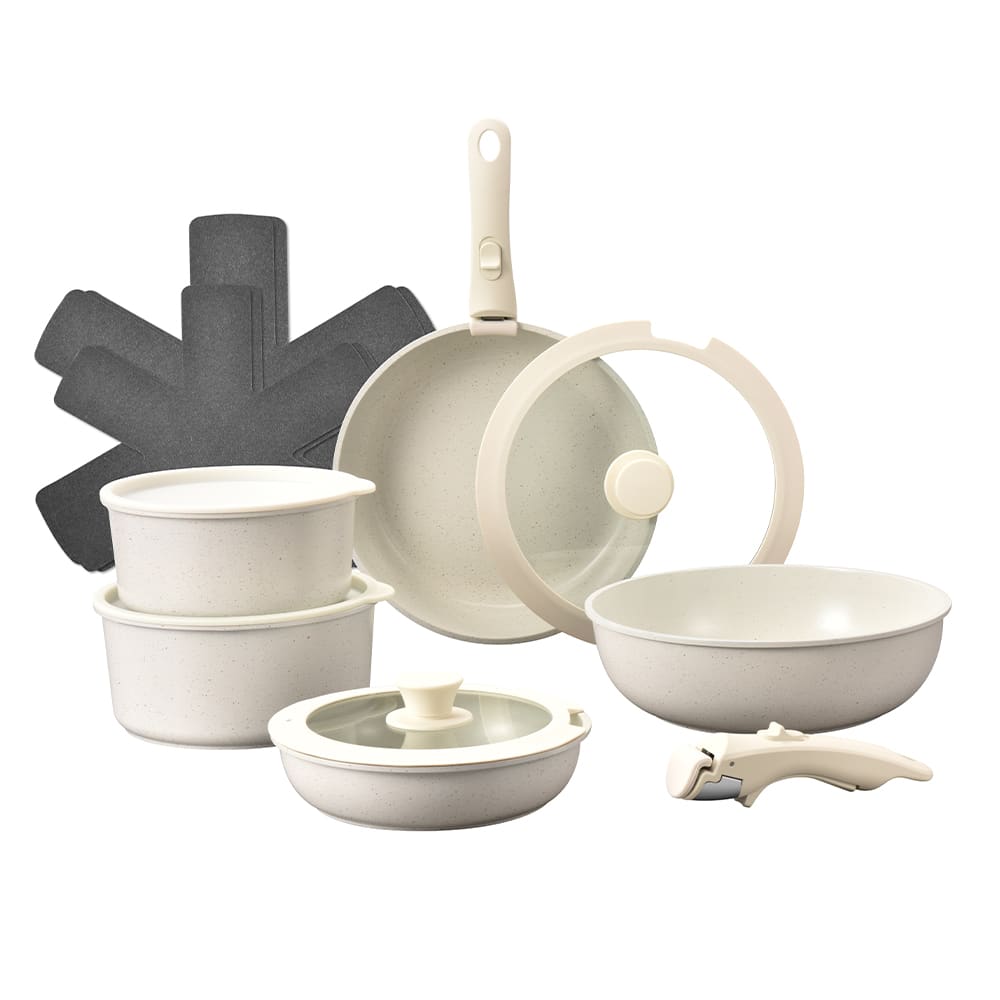 Batería de Cocina Set de Ollas y Sartenes Gadnic Aluminio Antiadherente Mango Desmontable Cacerola
