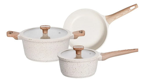 Batería De Cocina 3 Piezas Onix Utile Antiadherente Beige Beige
