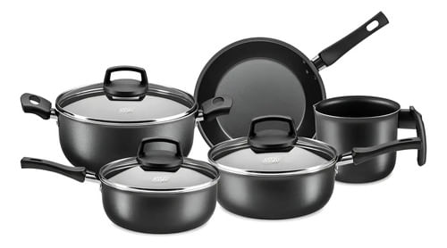 Batería De Cocina 5 Piezas Aluminio Antiadherente Safira Mta