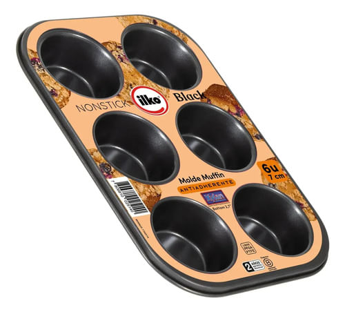 Molde Ilko Bandeja 6 Moldecitos Non Stick Negro