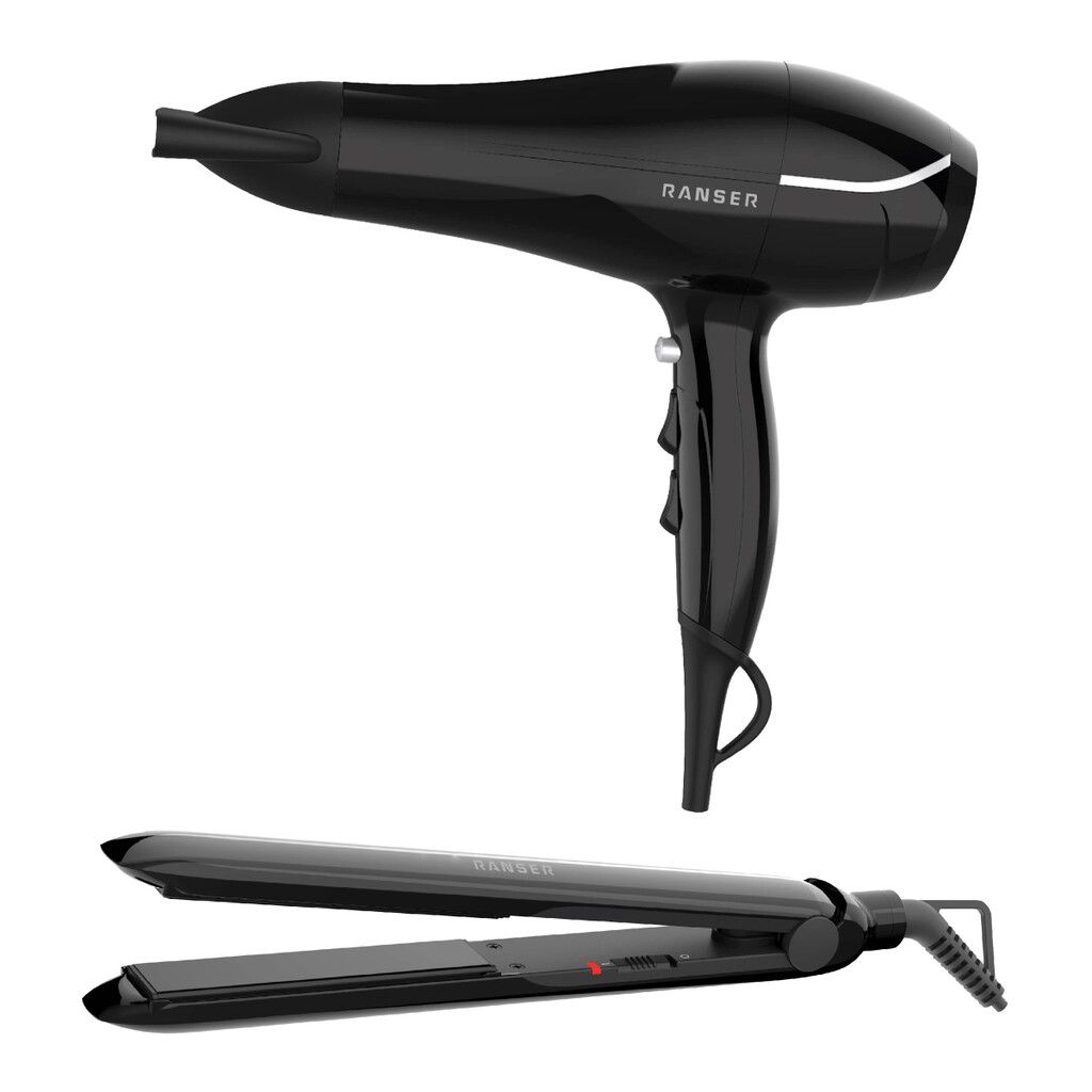 Secador De Cabello Y Planchita Combo Ranser AFFORI HD-2250 HD-5500 2000w Negro