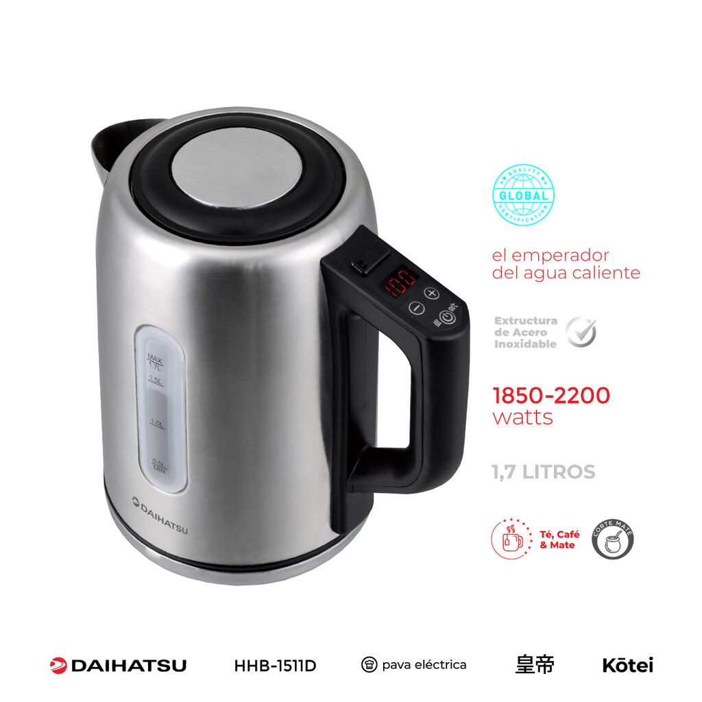 Pava Eléctrica Digital Daihatsu HHB-1511D 1,7L Acero Inoxidable