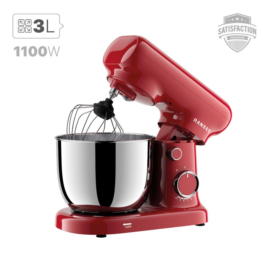 Batidora Planetaria Ranser ARVO PM-11044 1100W bowl de acero inoxidable 3Lts Rojo