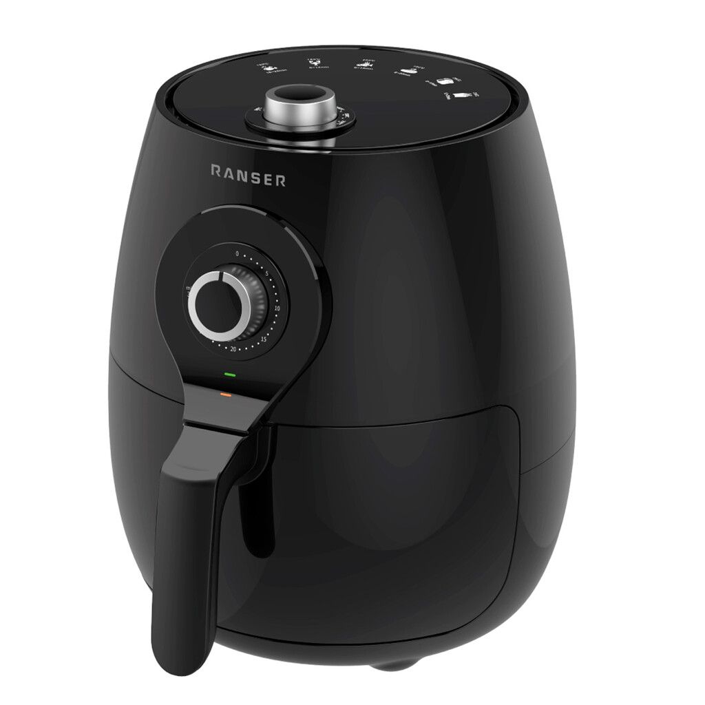 Freidora De Aire Mecanica Ranser AMALFI AF-400 6 Lts 1400W Antiadh Temp Negro