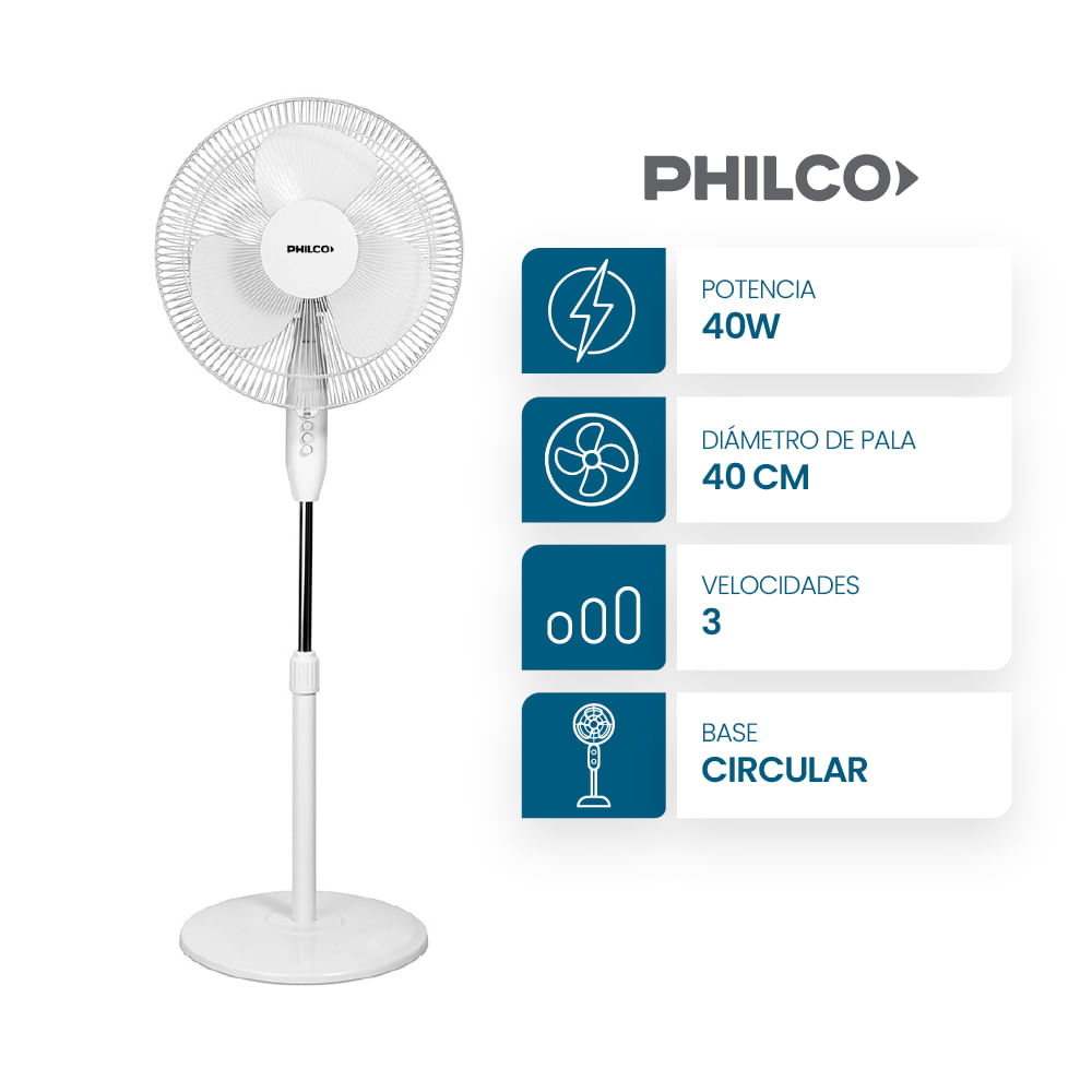 Ventilador De Pie 16" 50w 3 Velocidades Philco VPP1624P