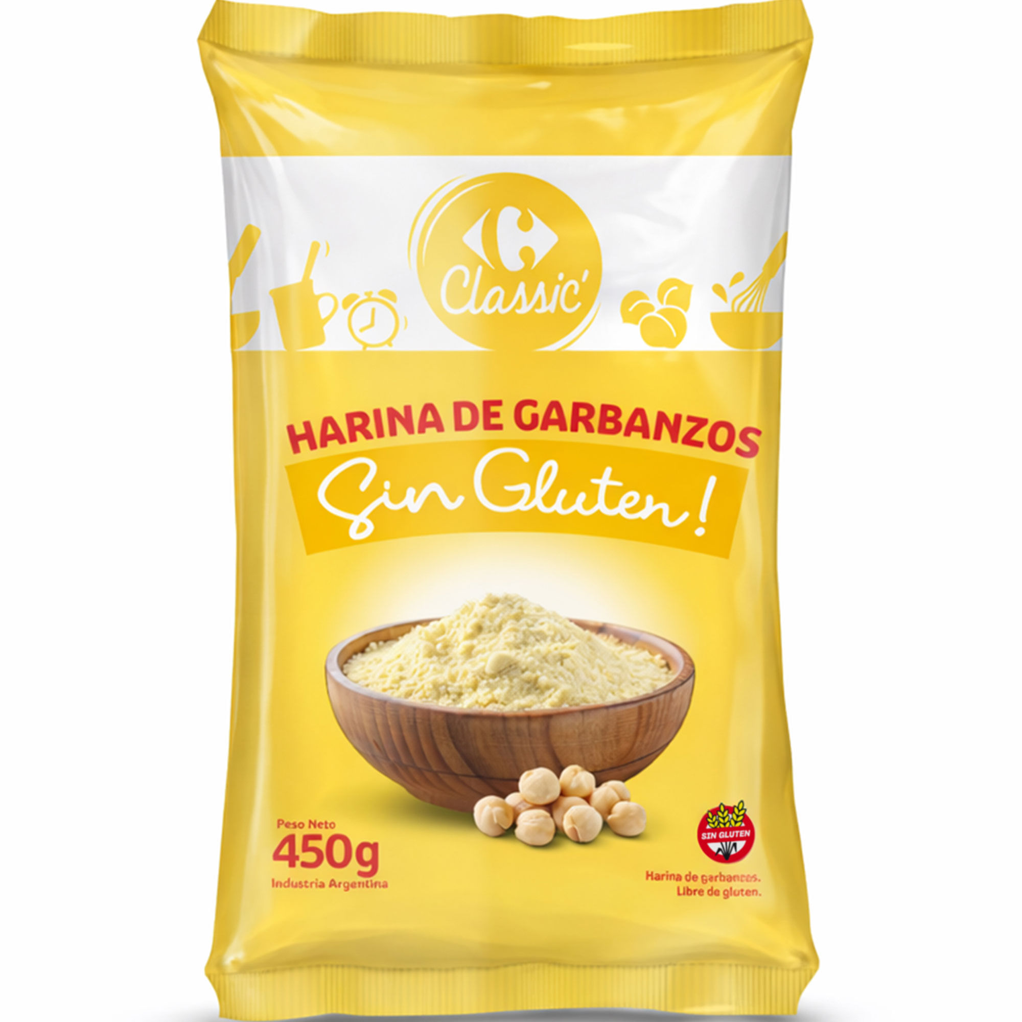 Harina de garbanzos Carrefour Classic sin gluten 450 grs